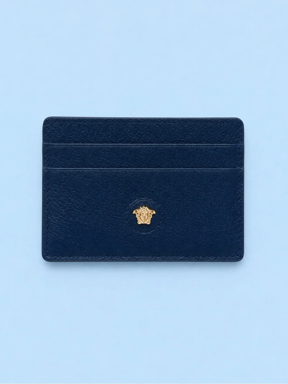 🔥 VERSACE Black Card Holder with Gold Medusa Emblem.